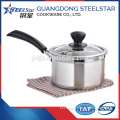 14 cm Hot selling small stainless steel saucepan with glass lid